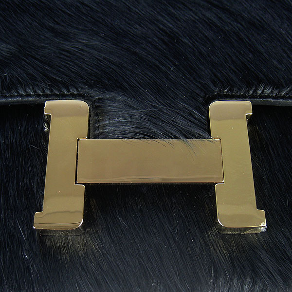 7A Hermes Oxhide Leather Message Bag Black H017
